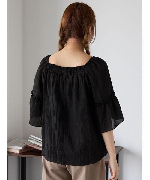 ehka sopo（エヘカソポ）の「スクエアネックフレアーブラウス（シャツ/ブラウス・レディース・キナリ/ブラック/ピンク・F）」の8枚目の写真