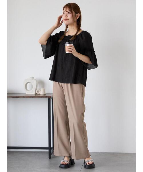 ehka sopo（エヘカソポ）の「スクエアネックフレアーブラウス（シャツ/ブラウス・レディース・キナリ/ブラック/ピンク・F）」の10枚目の写真