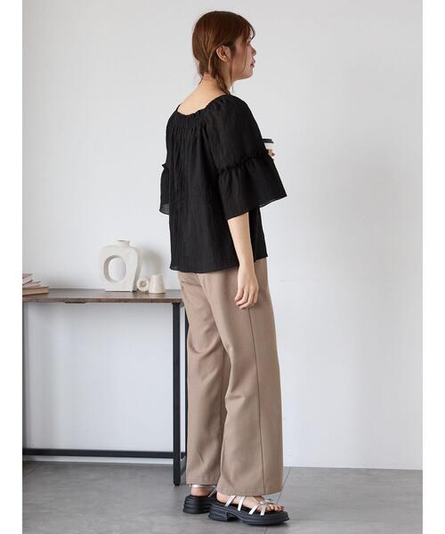 ehka sopo（エヘカソポ）の「スクエアネックフレアーブラウス（シャツ/ブラウス・レディース・キナリ/ブラック/ピンク・F）」の11枚目の写真