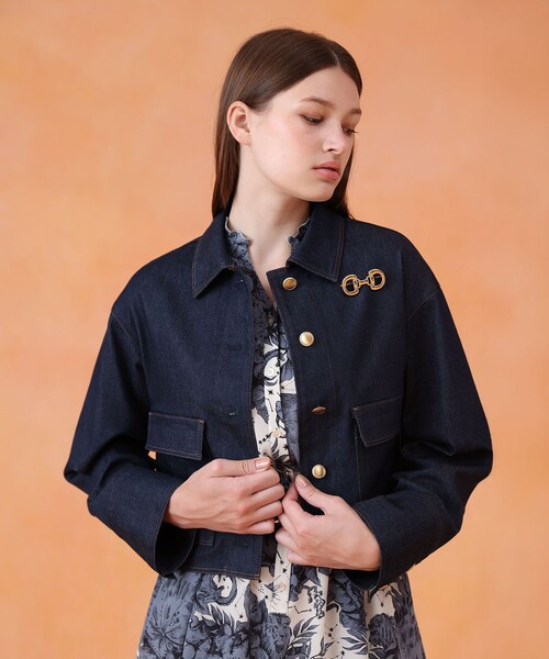 【新品未使用】ANAYI デニムジャケット サイズ34 セール】【セットアップ対応商品】デニムライクステンカラー