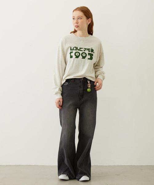 MILKFED.（ミルクフェド）の「APPLE LOGO FLOCK PRINT L/S TEE（Tシャツ/カットソー・レディース・ブラック/イエロー/オートミール・M/L）」の6枚目の写真