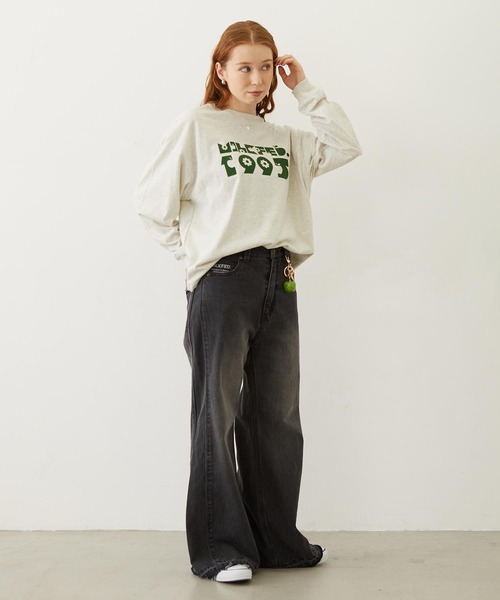 MILKFED.（ミルクフェド）の「APPLE LOGO FLOCK PRINT L/S TEE（Tシャツ/カットソー・レディース・ブラック/イエロー/オートミール・M/L）」の9枚目の写真