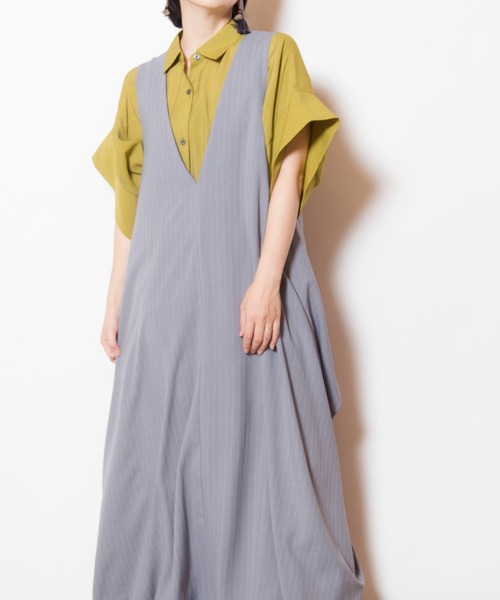 OSMOSIS（オズモーシス）の「3WAYストライプジャンパースカート（ジャンパースカート・レディース・ブラウン/ブラック/グレー・ONE SIZE）」の2枚目の写真