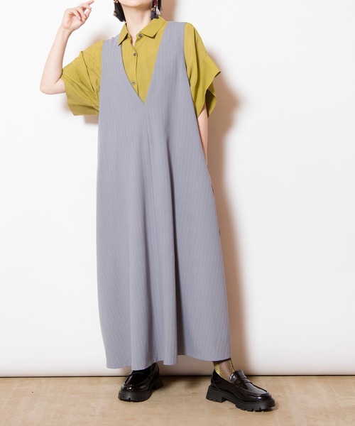 OSMOSIS（オズモーシス）の「3WAYストライプジャンパースカート（ジャンパースカート・レディース・ブラウン/ブラック/グレー・ONE SIZE）」の6枚目の写真