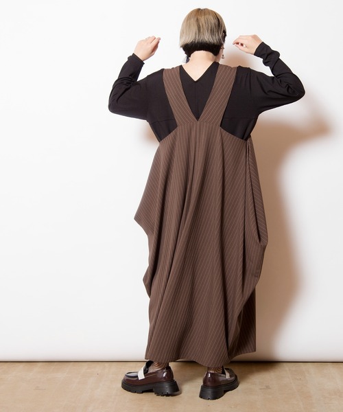 OSMOSIS（オズモーシス）の「3WAYストライプジャンパースカート（ジャンパースカート・レディース・ブラウン/ブラック/グレー・ONE SIZE）」の13枚目の写真