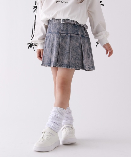 10C REPIPI（ジューシーレピピ）の「【10C REPIPI】デニムプリーツスカート（デニムスカート・キッズ・ブルー系/ブラック系/ピンク系その他・110cm/130cm/120cm）」の3枚目の写真