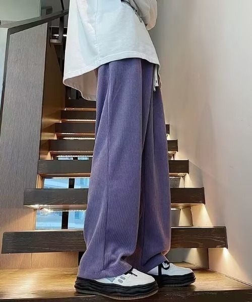 SHEPP(シープ)の「コーデュロイ ルーズストレートパンツ(その他パンツ・メンズ・グレー/ブラック/パープル/ピンク/ホワイト・M/L)」の1枚目の写真