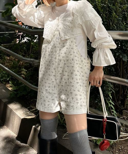 Alley Tokyo(アリートーキョー)の「ミニサロペ(サロペット/オーバーオール・レディース・ドット/ブルー/オフホワイト・FREE)」の2枚目の写真