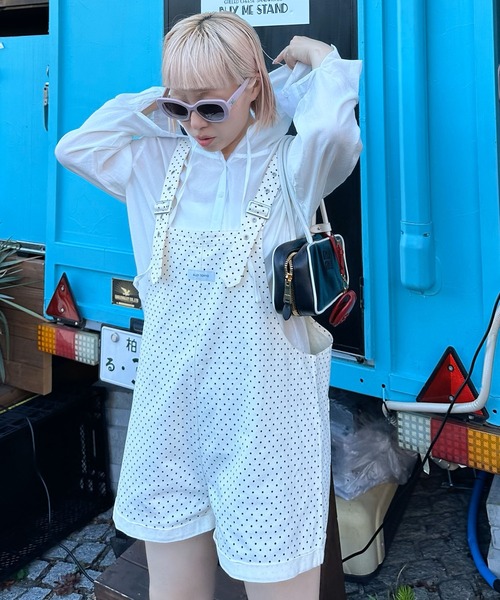 Alley Tokyo(アリートーキョー)の「ミニサロペ(サロペット/オーバーオール・レディース・ドット/ブルー/オフホワイト・FREE)」の1枚目の写真