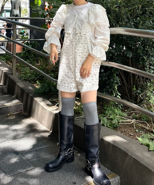 Alley Tokyo(アリートーキョー)の「ミニサロペ(サロペット/オーバーオール・レディース・ドット/ブルー/オフホワイト・FREE)」の5枚目の写真