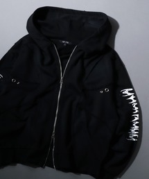 SITRY | Grunge Style Sweat Hoodie/グランジ ヴィンテージライク オーバーサイズ ショート丈 ダブルジップ 裏毛 フルジップパーカー フーディー パーカー スウェット レディース メンズ(パーカー)