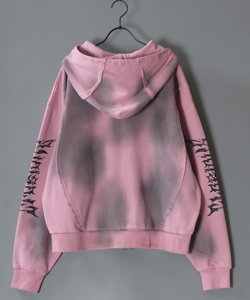 SITRY(シトリー)の「Grunge Style Sweat Hoodie/グランジ ヴィンテージライク オーバーサイズ ショート丈 ダブルジップ 裏毛 フルジップパーカー フーディー パーカー スウェット レディース メンズ セットアップ対応(パーカー・メンズ・ブラック/ホワイト/ピンク・M/L)」の9枚目の写真