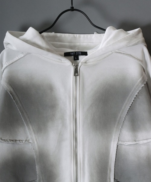 SITRY(シトリー)の「Grunge Style Sweat Hoodie/グランジ ヴィンテージライク オーバーサイズ ショート丈 ダブルジップ 裏毛 フルジップパーカー フーディー パーカー スウェット レディース メンズ セットアップ対応(パーカー・メンズ・ブラック/ホワイト/ピンク・M/L)」の10枚目の写真