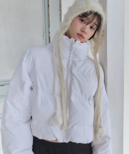 Smyeon(スミョン)の「Stand collar short volume jacket/スタンドカラーショートボリュームジャケット(ダウンジャケット/コート・レディース・ブラック/ホワイト/ブラウン/ネイビー・FREE)」の8枚目の写真