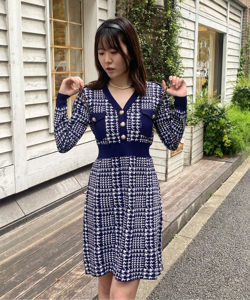 阪急百貨店　美品 ニットワンピース＆ニット FREAK'S STORE/<新色追加>ミニ ブークレ Vネック ニット
