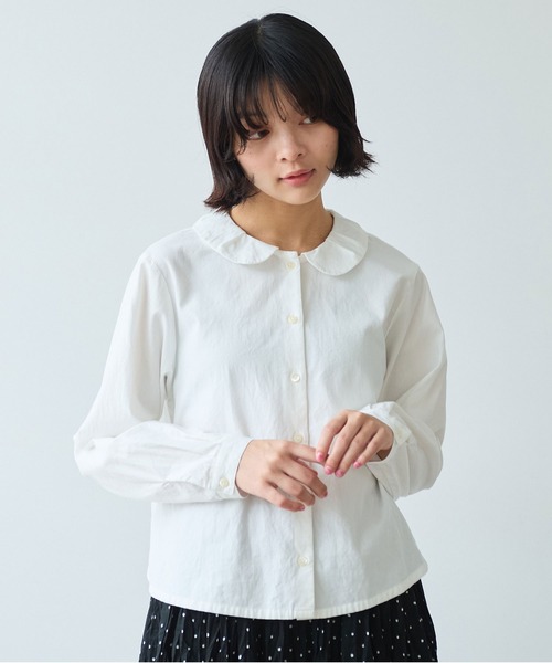 bulle de savon（ビュルデサボン）の「△AMASISオックス タック丸衿ブラウス（シャツ/ブラウス・レディース・ホワイト/ピンク・FREE）」の2枚目の写真