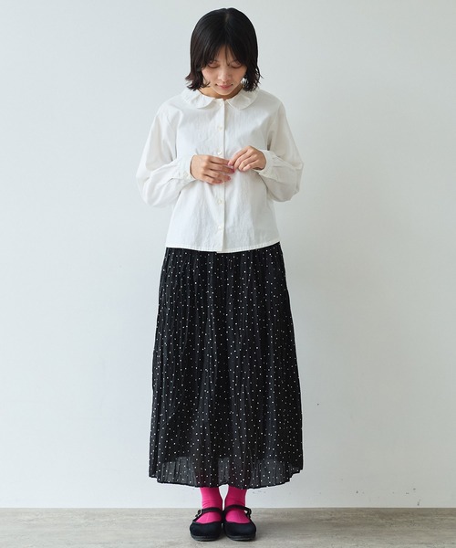 bulle de savon（ビュルデサボン）の「△AMASISオックス タック丸衿ブラウス（シャツ/ブラウス・レディース・ホワイト/ピンク・FREE）」の6枚目の写真