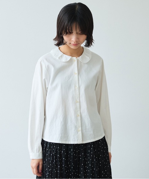 bulle de savon（ビュルデサボン）の「△AMASISオックス タック丸衿ブラウス（シャツ/ブラウス・レディース・ホワイト/ピンク・FREE）」の4枚目の写真