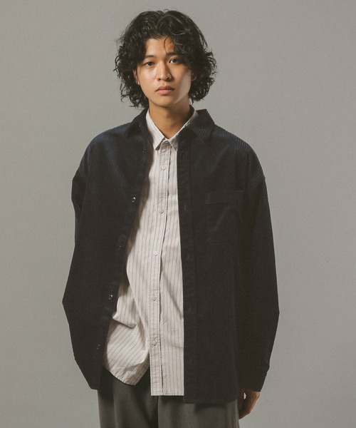 45R★コーデュロイのビッグシャツ ネイビー 45R☆コーデュロイのビッグシャツ ネイビー 45R☆コーデュロイのビッグ