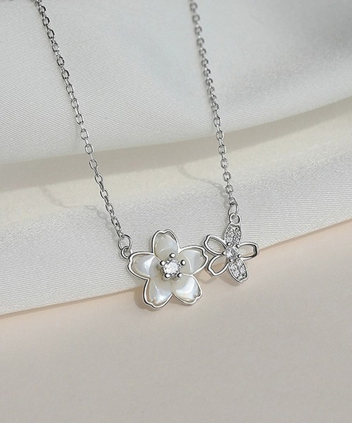 Lace Ladies（レースレディース）の「ツイン フラワー モチーフ ビジュー ネックレス（ネックレス・レディース・シルバー/ゴールド・FREE）」の16枚目の写真