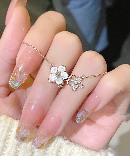 Lace Ladies（レースレディース）の「ツイン フラワー モチーフ ビジュー ネックレス（ネックレス・レディース・シルバー/ゴールド・FREE）」の13枚目の写真