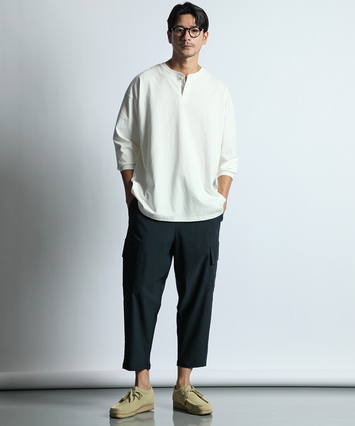 LANVIN en Bleu（ランバンオンブルー）の「ライトポンチ ジャージ素材 クロップド カーゴパンツ（カーゴパンツ・メンズ・ネイビー/カーキ・50/48/46/52）」の8枚目の写真