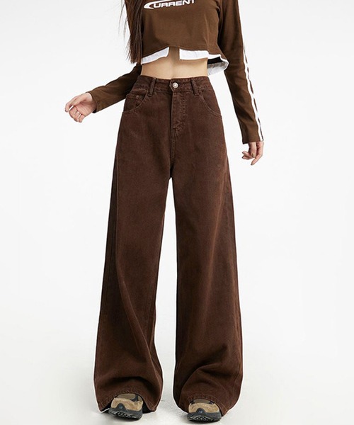 VIBGYOR（ヴィブジョー）の「ストレートワイドデニムパンツ / フルレングス ゆるシルエット ジーンズ(CZ)（デニムパンツ・レディース・ネイビー/ブラウン/ブラック/ブルー・LARGE/MEDIUM）」の9枚目の写真