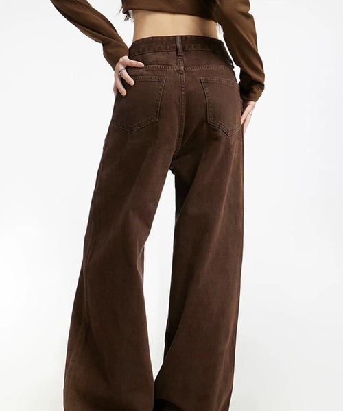 VIBGYOR（ヴィブジョー）の「ストレートワイドデニムパンツ / フルレングス ゆるシルエット ジーンズ(CZ)（デニムパンツ・レディース・ネイビー/ブラウン/ブラック/ブルー・LARGE/MEDIUM）」の10枚目の写真