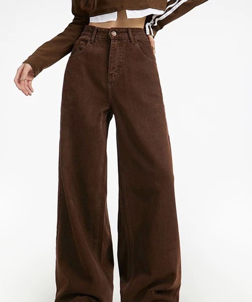 VIBGYOR（ヴィブジョー）の「ストレートワイドデニムパンツ / フルレングス ゆるシルエット ジーンズ(CZ)（デニムパンツ・レディース・ネイビー/ブラウン/ブラック/ブルー・LARGE/MEDIUM）」の12枚目の写真