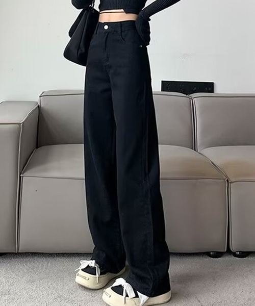 VIBGYOR（ヴィブジョー）の「ストレートワイドデニムパンツ / フルレングス ゆるシルエット ジーンズ(CZ)（デニムパンツ・レディース・ネイビー/ブラウン/ブラック/ブルー・LARGE/MEDIUM）」の13枚目の写真