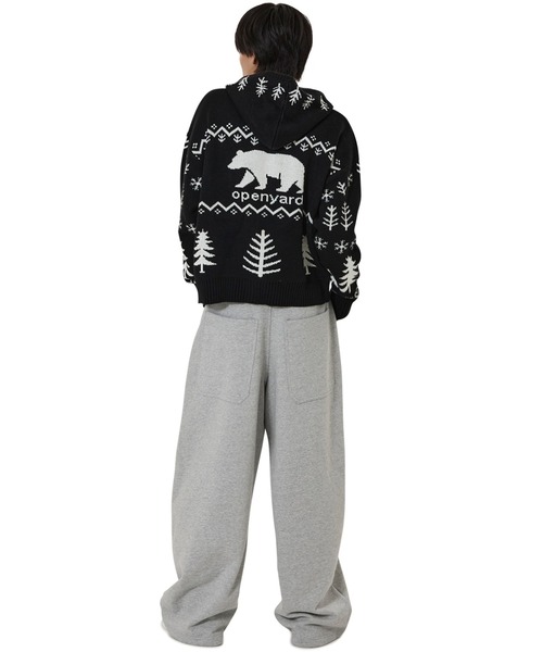 OY(オーワイ)の「『OY/オーワイ』POLAR BEAR KNIT HOODIE ZIP UP/ポーラーベアジップアップニット(ニット/セーター・レディース・ブラック/アイボリー・L/M)」の5枚目の写真