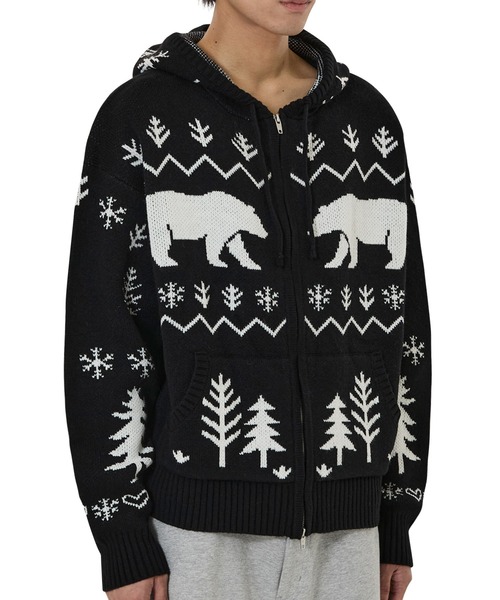 OY(オーワイ)の「『OY/オーワイ』POLAR BEAR KNIT HOODIE ZIP UP/ポーラーベアジップアップニット(ニット/セーター・レディース・ブラック/アイボリー・L/M)」の21枚目の写真