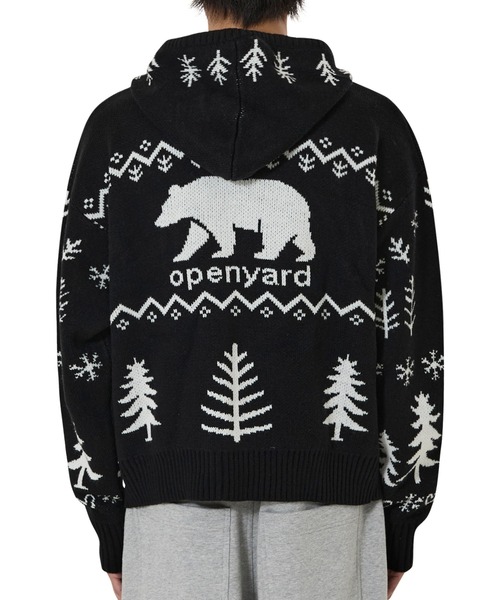 OY(オーワイ)の「『OY/オーワイ』POLAR BEAR KNIT HOODIE ZIP UP/ポーラーベアジップアップニット(ニット/セーター・レディース・ブラック/アイボリー・L/M)」の3枚目の写真