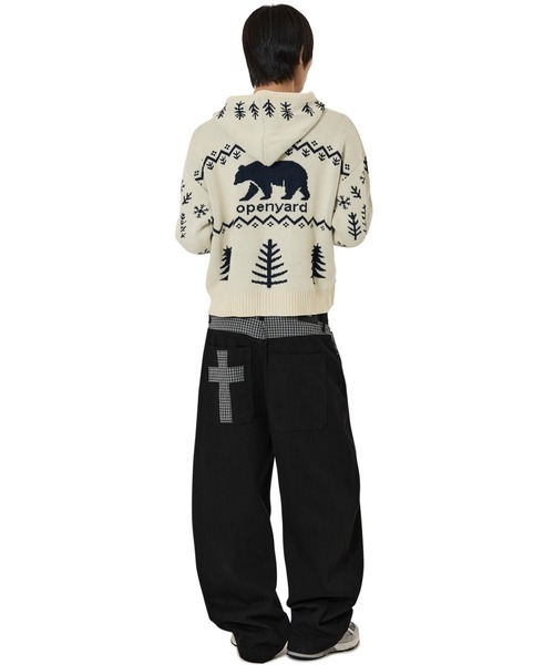OY(オーワイ)の「『OY/オーワイ』POLAR BEAR KNIT HOODIE ZIP UP/ポーラーベアジップアップニット(ニット/セーター・レディース・ブラック/アイボリー・L/M)」の12枚目の写真