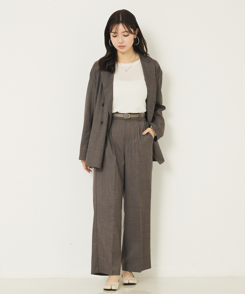 abahouse mavie（アバハウスマヴィ）の「【セットアップ対応】グレンチェックセミワイドパンツ（その他パンツ・レディース・チャコールグレー/ブラウン系その他・40/38/36）」の4枚目の写真