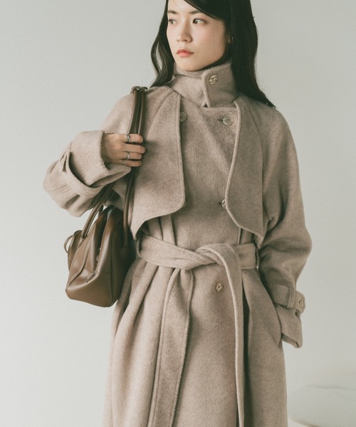 ウールトレンチダブルロングコート（トレンチコート）｜VANNIE U