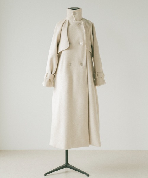 セール】ウールトレンチダブルロングコート（トレンチコート）｜VANNIE