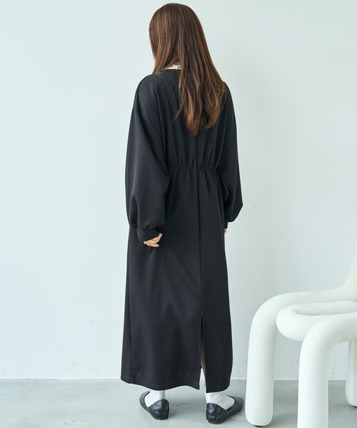 mil(ミル)の「ドロストスウェット 長袖ワンピース【586102】(ワンピース・レディース・ブラック/グレイッシュベージュ/ブラウン・XS/S)」の8枚目の写真