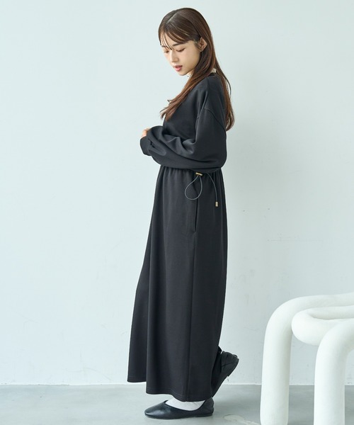 mil(ミル)の「ドロストスウェット 長袖ワンピース【586102】(ワンピース・レディース・ブラック/グレイッシュベージュ/ブラウン・XS/S)」の9枚目の写真