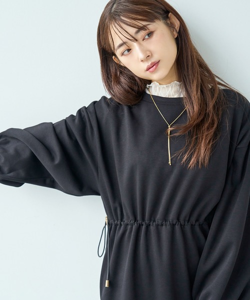 mil(ミル)の「ドロストスウェット 長袖ワンピース【586102】(ワンピース・レディース・ブラック/グレイッシュベージュ/ブラウン・XS/S)」の11枚目の写真