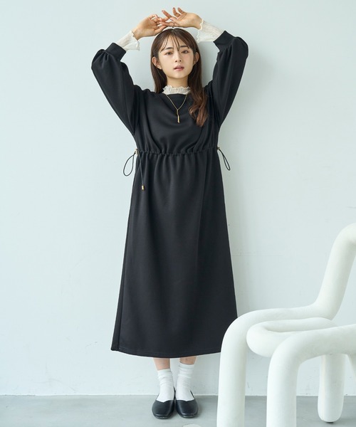 mil(ミル)の「ドロストスウェット 長袖ワンピース【586102】(ワンピース・レディース・ブラック/グレイッシュベージュ/ブラウン・XS/S)」の12枚目の写真