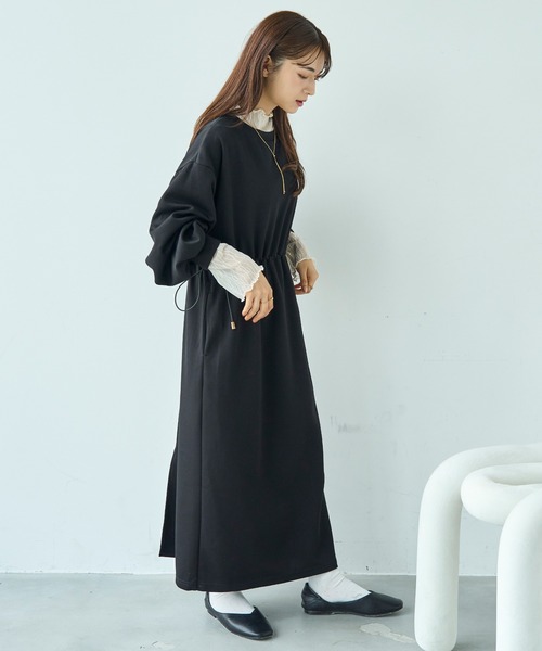 mil(ミル)の「ドロストスウェット 長袖ワンピース【586102】(ワンピース・レディース・ブラック/グレイッシュベージュ/ブラウン・XS/S)」の15枚目の写真