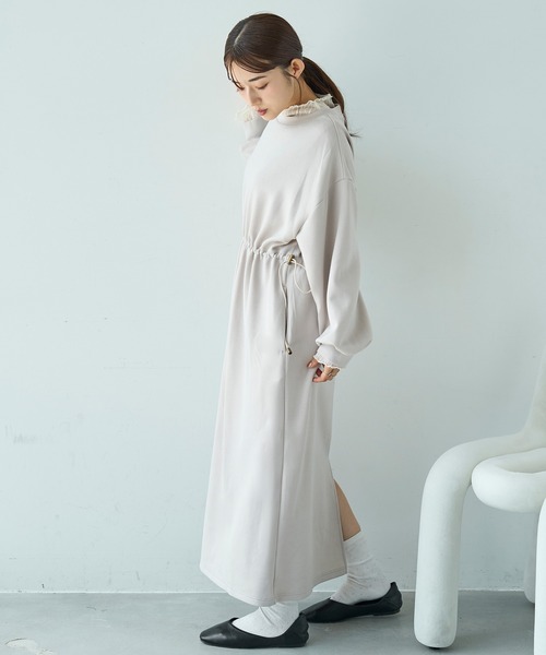 mil(ミル)の「ドロストスウェット 長袖ワンピース【586102】(ワンピース・レディース・ブラック/グレイッシュベージュ/ブラウン・XS/S)」の18枚目の写真