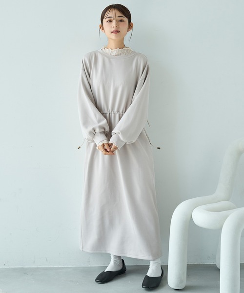 mil(ミル)の「ドロストスウェット 長袖ワンピース【586102】(ワンピース・レディース・ブラック/グレイッシュベージュ/ブラウン・XS/S)」の17枚目の写真