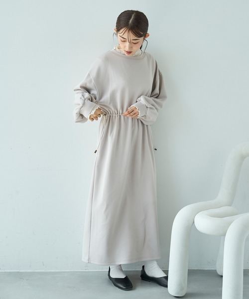 mil(ミル)の「ドロストスウェット 長袖ワンピース【586102】(ワンピース・レディース・ブラック/グレイッシュベージュ/ブラウン・XS/S)」の22枚目の写真