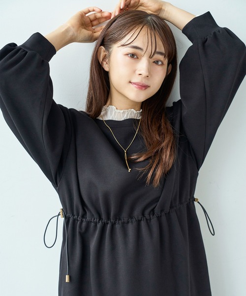 mil(ミル)の「ドロストスウェット 長袖ワンピース【586102】(ワンピース・レディース・ブラック/グレイッシュベージュ/ブラウン・XS/S)」の5枚目の写真