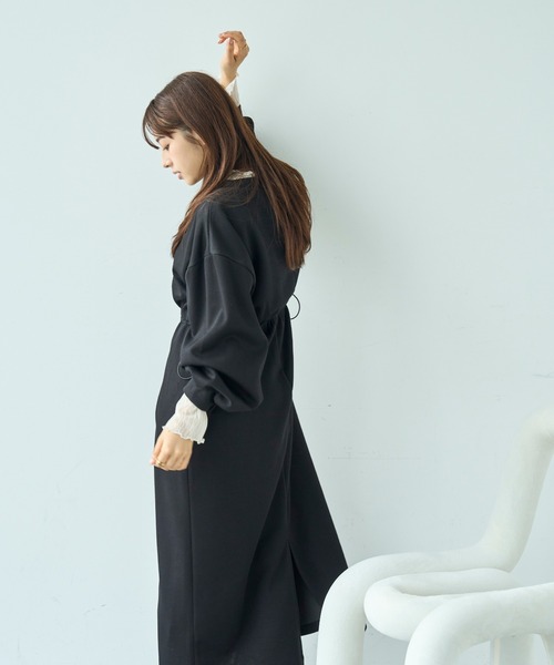 mil(ミル)の「ドロストスウェット 長袖ワンピース【586102】(ワンピース・レディース・ブラック/グレイッシュベージュ/ブラウン・XS/S)」の6枚目の写真