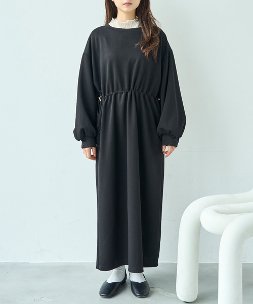 mil(ミル)の「ドロストスウェット 長袖ワンピース【586102】(ワンピース・レディース・ブラック/グレイッシュベージュ/ブラウン・XS/S)」の10枚目の写真