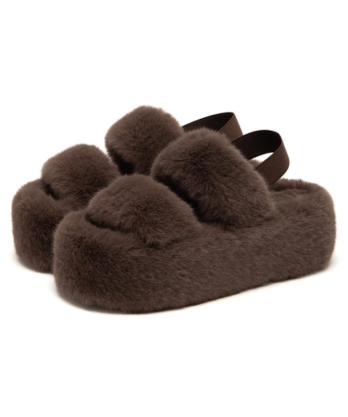 JELLY BEANS（ジェリービーンズ）の「エコファーダブルストラップサンダル(210-56382)JELLY BEANS(ジェリービーンズ)（サンダル・レディース・ベージュ/ダークブラウン・S/M/L/LL）」の3枚目の写真