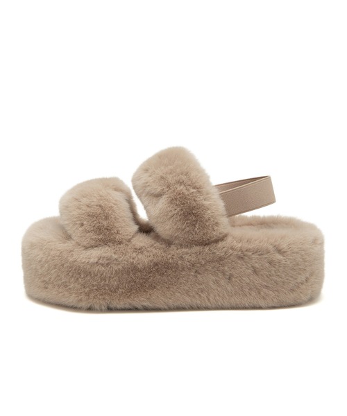 JELLY BEANS（ジェリービーンズ）の「エコファーダブルストラップサンダル(210-56382)JELLY BEANS(ジェリービーンズ)（サンダル・レディース・ベージュ/ダークブラウン・S/M/L/LL）」の5枚目の写真